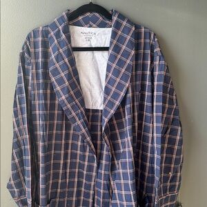 NWT NAUTICA Men’s Robe Navy Checkered Lounge Robe size large size XL new